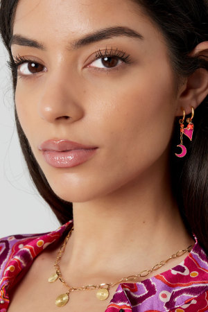 Boucles D'oreilles Avec Perles Et Pendentif Lune Rose h5 Image4