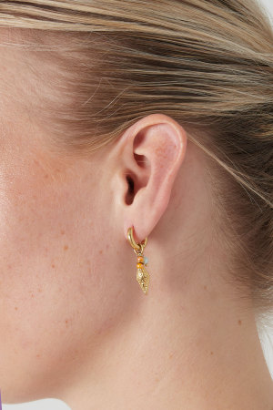 Boucles D'oreilles Avec Breloque En Forme De Diamant Et Perles Doré/Multi Acier Inoxydable h5 Image2
