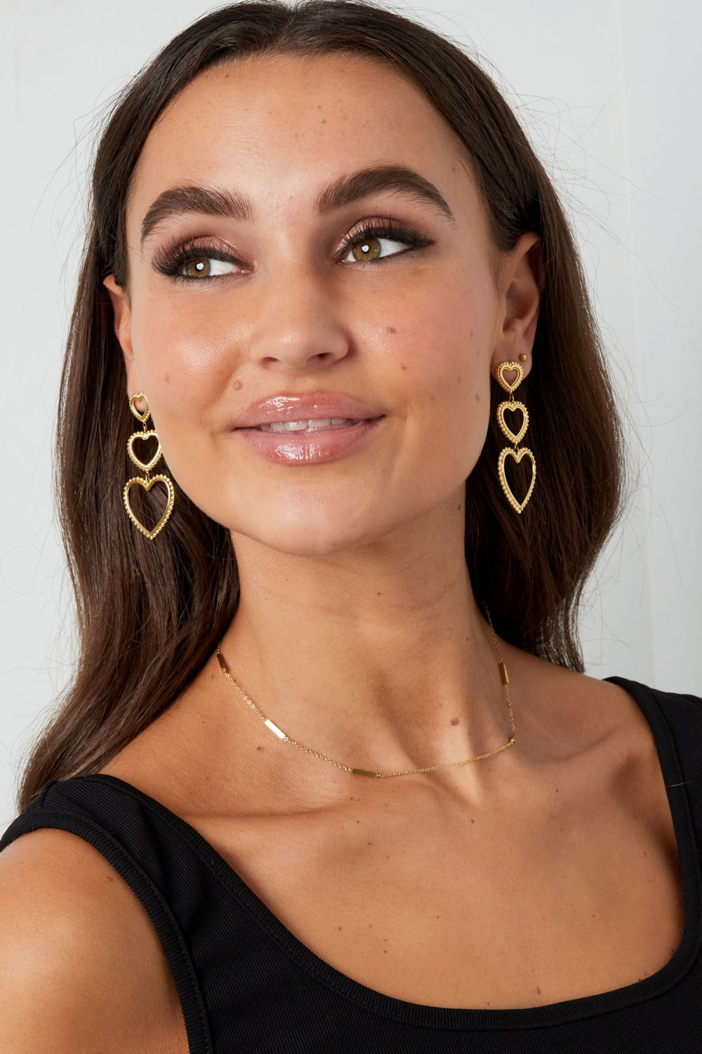 Boucles D'oreilles 3 Fois Coeur Gracieux h5Image4
