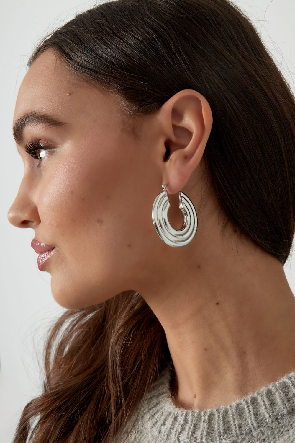 Boucles D'oreilles Rondes Avec Motif - Doré h5Image4