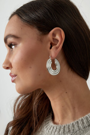 Boucles D'oreilles Rondes Avec Motif - Doré h5 Image4