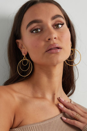 Boucles D'oreilles Différents Ronds - Doré h5 Image2
