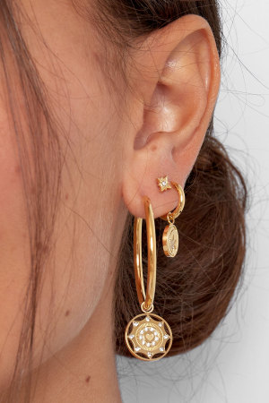 Boucles D'oreilles Pièce Zircon - Doré h5 Image3