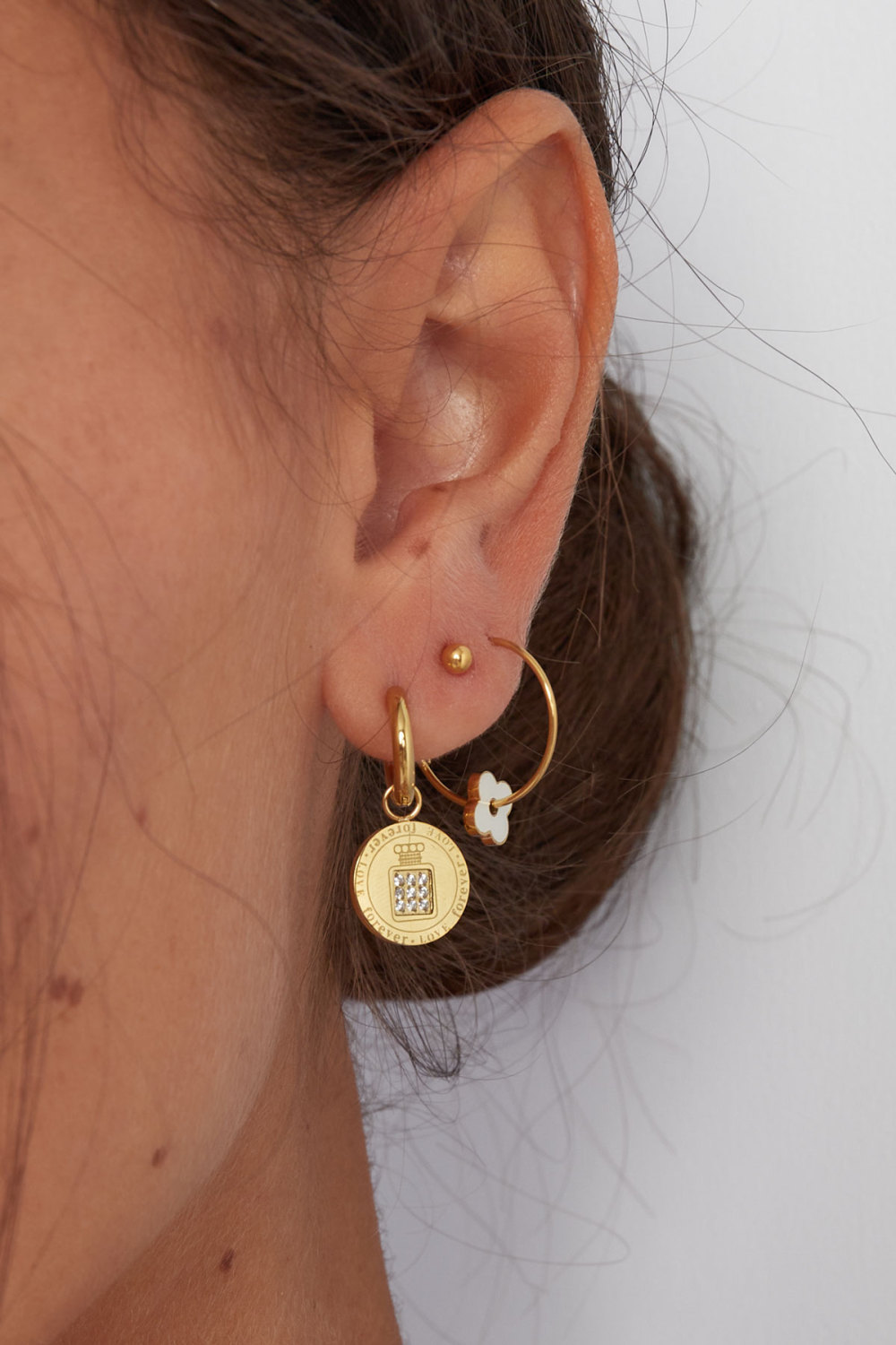 Boucles D'oreilles Pierres Pièces Rondes Image2