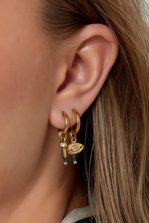 Boucles D'oreilles Perles Avec Breloque - Doré/Vert h5 Image2