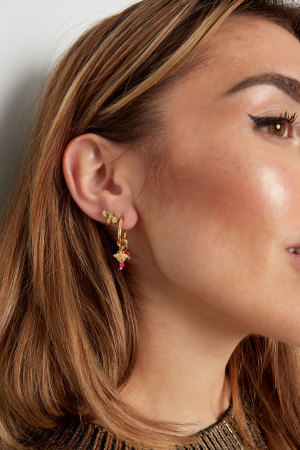 Boucles D'couleur Oreilles Avec Déccouleur Oration - Rouge/Couleur Or h5 Image4