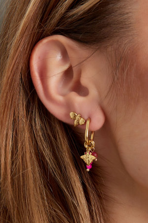 Boucles D'couleur Oreilles Avec Déccouleur Oration - Rouge/Couleur Or h5 Image3