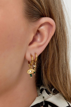 Boucles D'oreilles Yeux Avec Perles - Doré/Marron h5 Image2