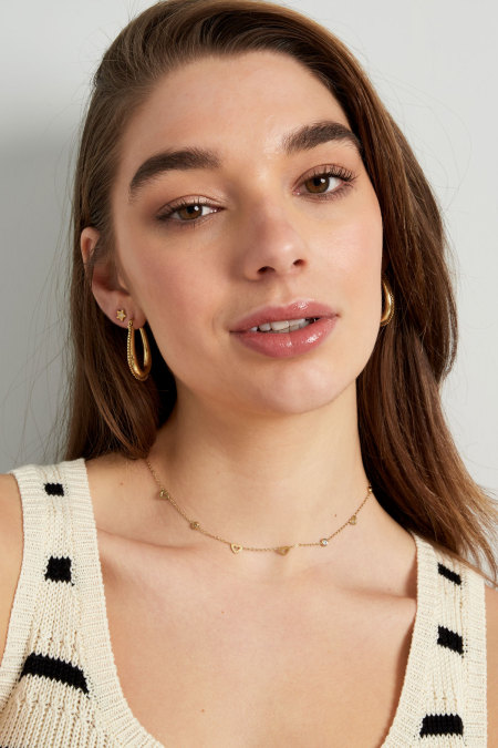 Boucle d'oreille forme goutte avec maillons - doré 2