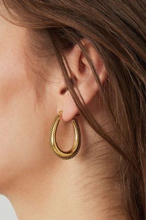 Boucle D'oreille Forme Goutte Avec Maillons - Doré h5 Image3