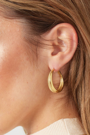 Boucles D'oreilles Moitié Uni/Moitié Imprimé Petit h5 Image3