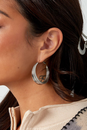 Boucles D'oreilles Moitié Uni/Moitié Imprimé h5 Image3