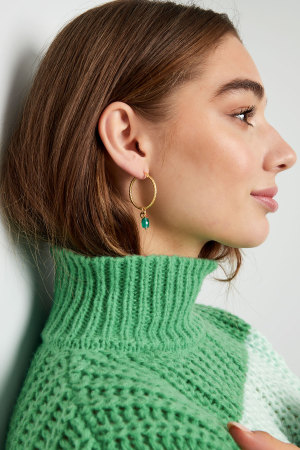 Boucles D'oreilles Perles Fête - Doré/Vert h5 Image4