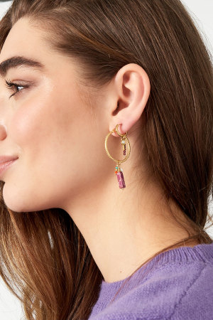 Boucles D'oreilles Charm Party - Doré/Rose h5 Image4
