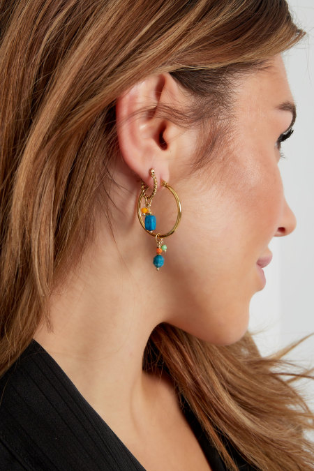Boucles d'oreilles charm party - doré/bleu 2