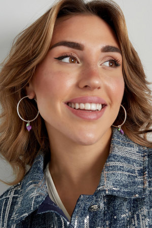 Boucles D'oreilles Pierre Naturelle Coeur Violet h5 Image4