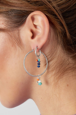 Boucles D'oreilles Torsadées Avec Breloque Pierre Naturelle - Doré h5 Image3