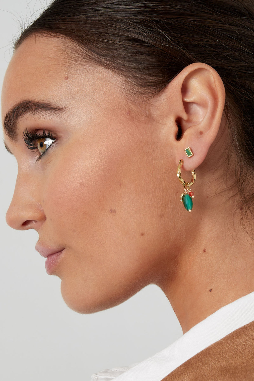 Boucles D'oreilles Avec Twist Et Pierre Bleue - Doré/Bleu Image2