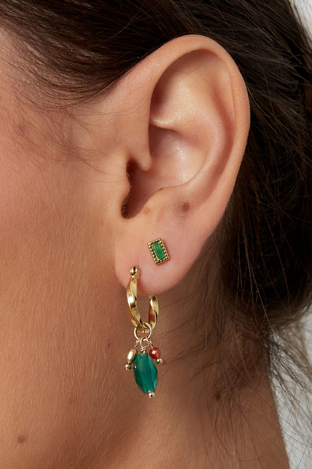Boucles D'oreilles Avec Twist Et Pierre Bleue - Doré/Bleu Image3