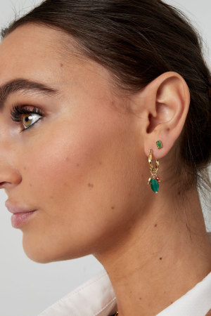 Boucles D'oreilles Avec Twist Et Pierre Bleue - Doré/Bleu h5 Image4