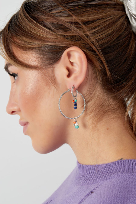 Boucles d'oreilles perles fête bleu - doré/bleu 2