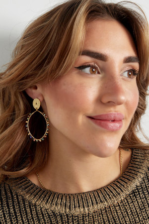 Boucles D'oreilles Ovales Avec Perles - Multi/Doré h5 Image4