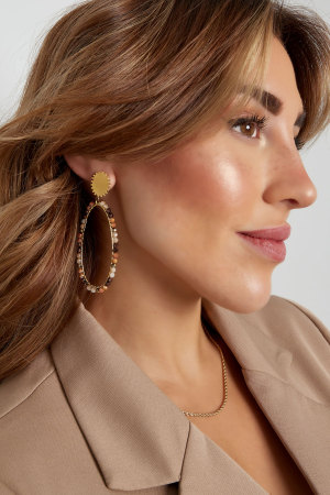 Boucles D'oreilles Allongées Avec Perles - Doré/Beige h5 Image4