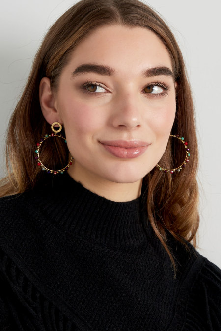 Boucles d'oreilles avec perles - doré/beige 2