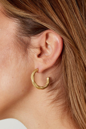Boucles D'oreilles Torsadées Relief Petit - Doré h5 Image3