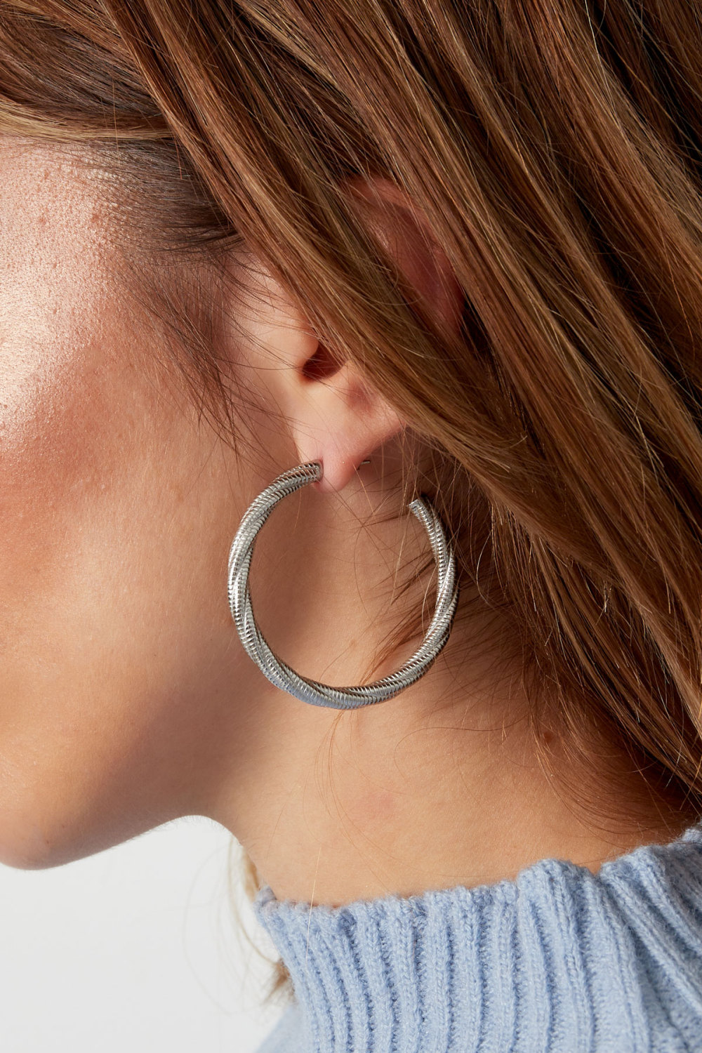 Boucles D'oreilles Torsadées Relief Grand - Doré h5Image3