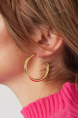 Boucles D'oreilles Épaisses Basiques - Dorées h5 Image7