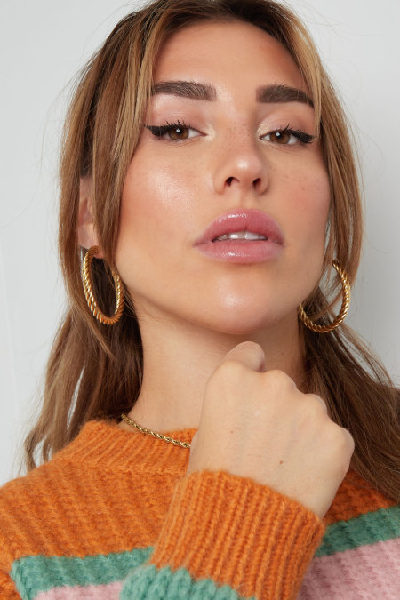 Boucles d'oreilles torsadées épaisses - dorées 2