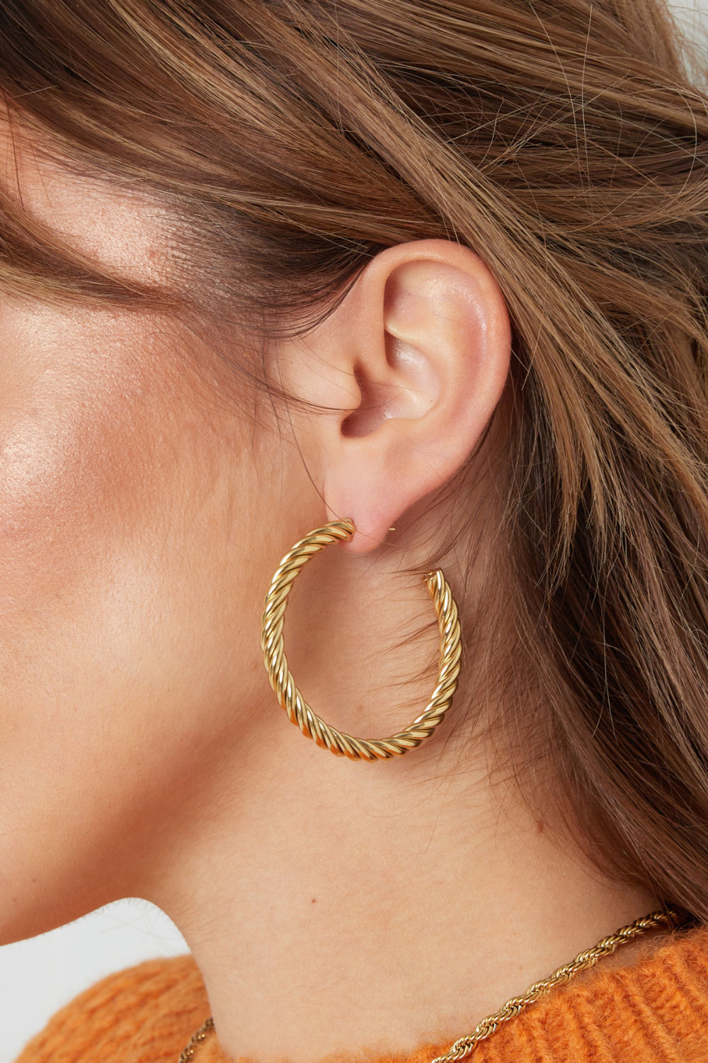 Boucles D'oreilles Torsadées Épaisses - Dorées h5Image3