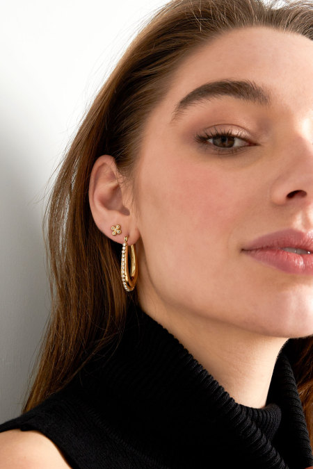 Boucles d'oreilles forme goutte avec pierres - doré 2