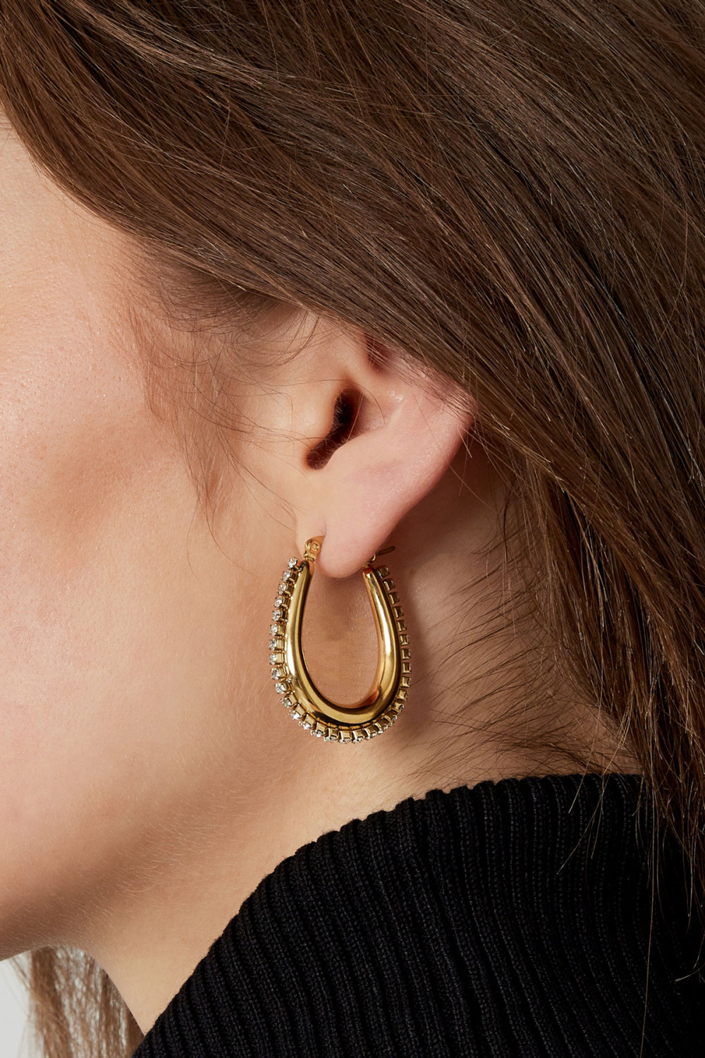 Boucles D'oreilles Forme Goutte Avec Pierres - Doré Image3