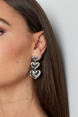Boucles D'couleur Oreilles Pendantes Trois Cœurs En Alliage h5 Image3