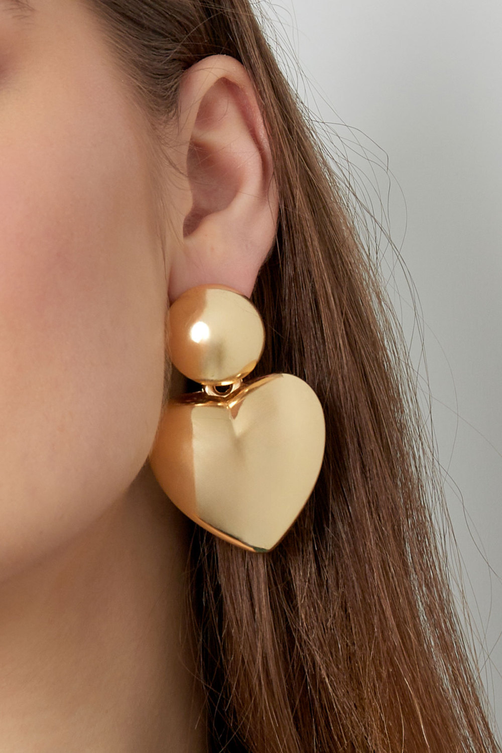 Boucles D'oreilles Coeur Avec Pois Métal - Doré h5Image3