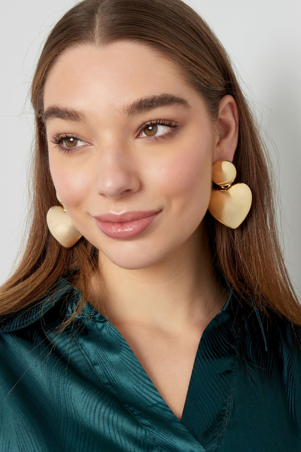 Boucles D'oreilles Coeur Avec Pois Métal - Doré h5Image2
