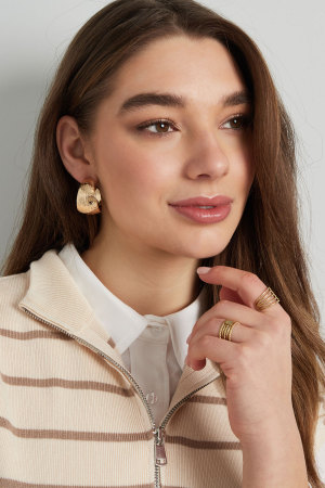 Boucles D'oreilles Rondes Avec Motif - Doré h5 Image2