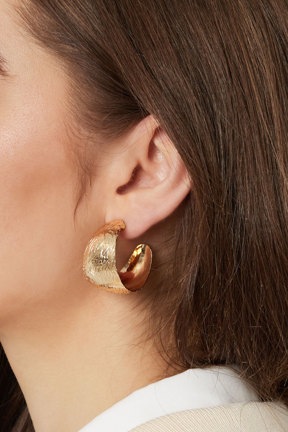 Boucles D'oreilles Rondes Avec Motif - Doré Image3