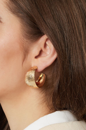 Boucles D'oreilles Rondes Avec Motif - Doré h5 Image3
