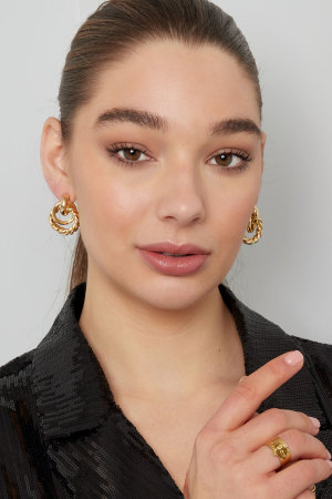 Boucles D'oreilles Avec Différents Anneaux - Doré h5 Image2