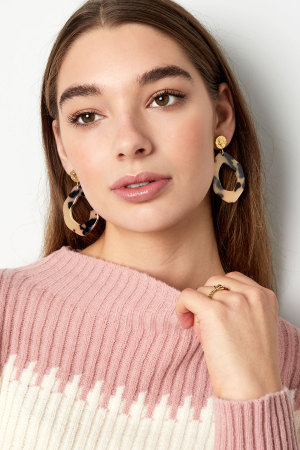 Boucles D'couleur Oreilles Esthétiques Avec Imprimé - Camel/Couleur Or h5 Image2