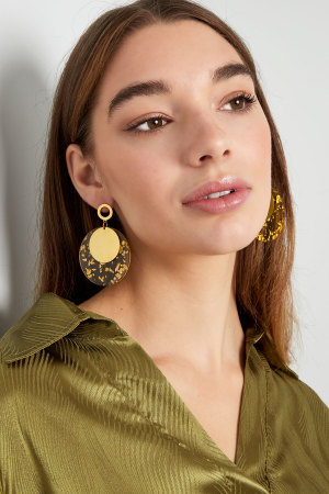 Boucles D'oreilles Rondes Avec Imprimé - Doré h5 Image4