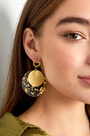 Boucles D'oreilles Rondes Avec Imprimé - Doré h5 Image3