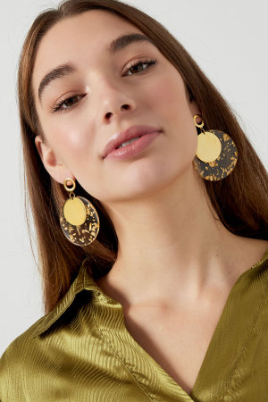 Boucles D'oreilles Rondes Avec Imprimé - Doré h5 Image2