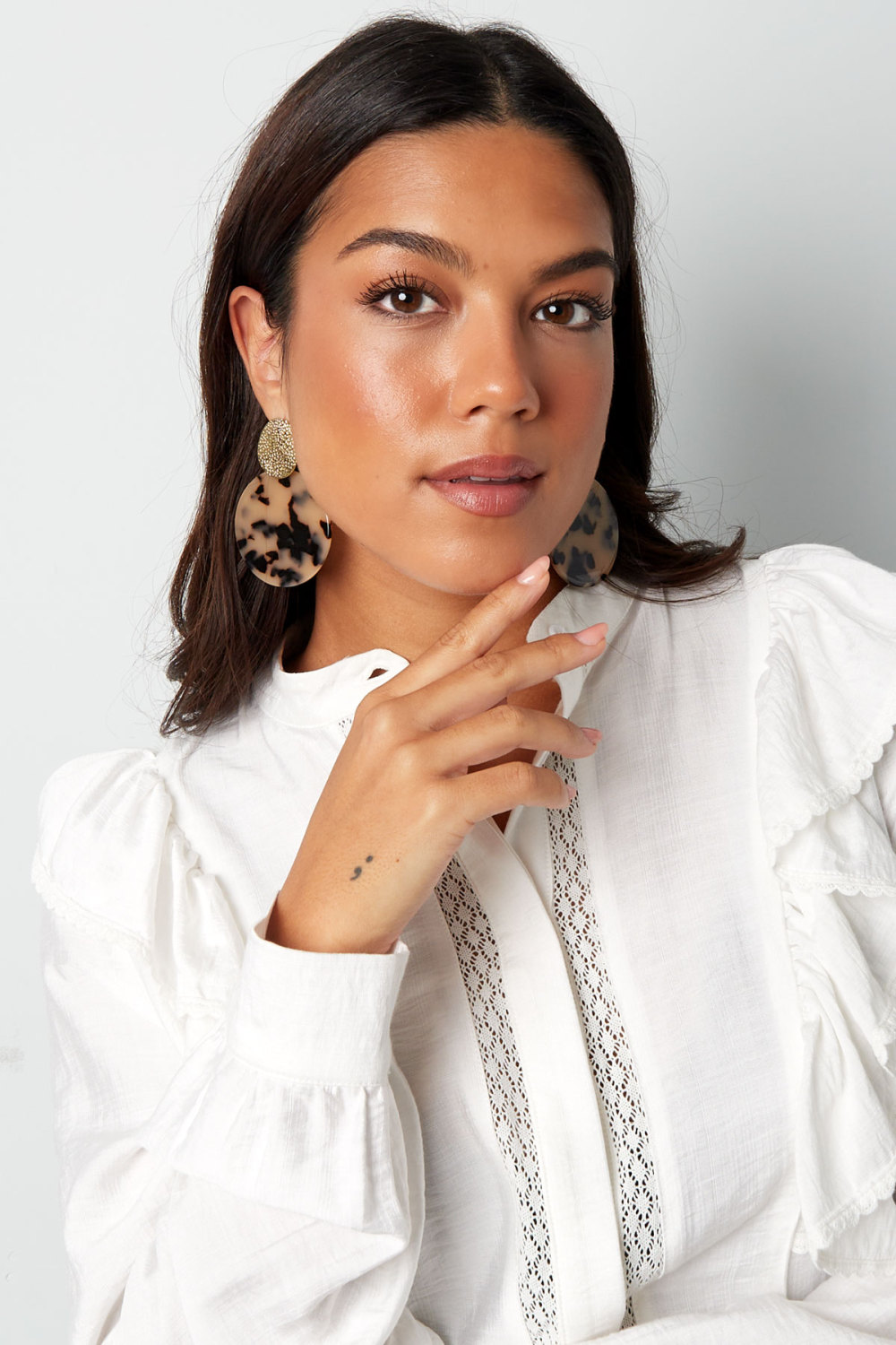 Boucles D'oreilles Tendance Avec Imprimé - Doré/Camel Image2