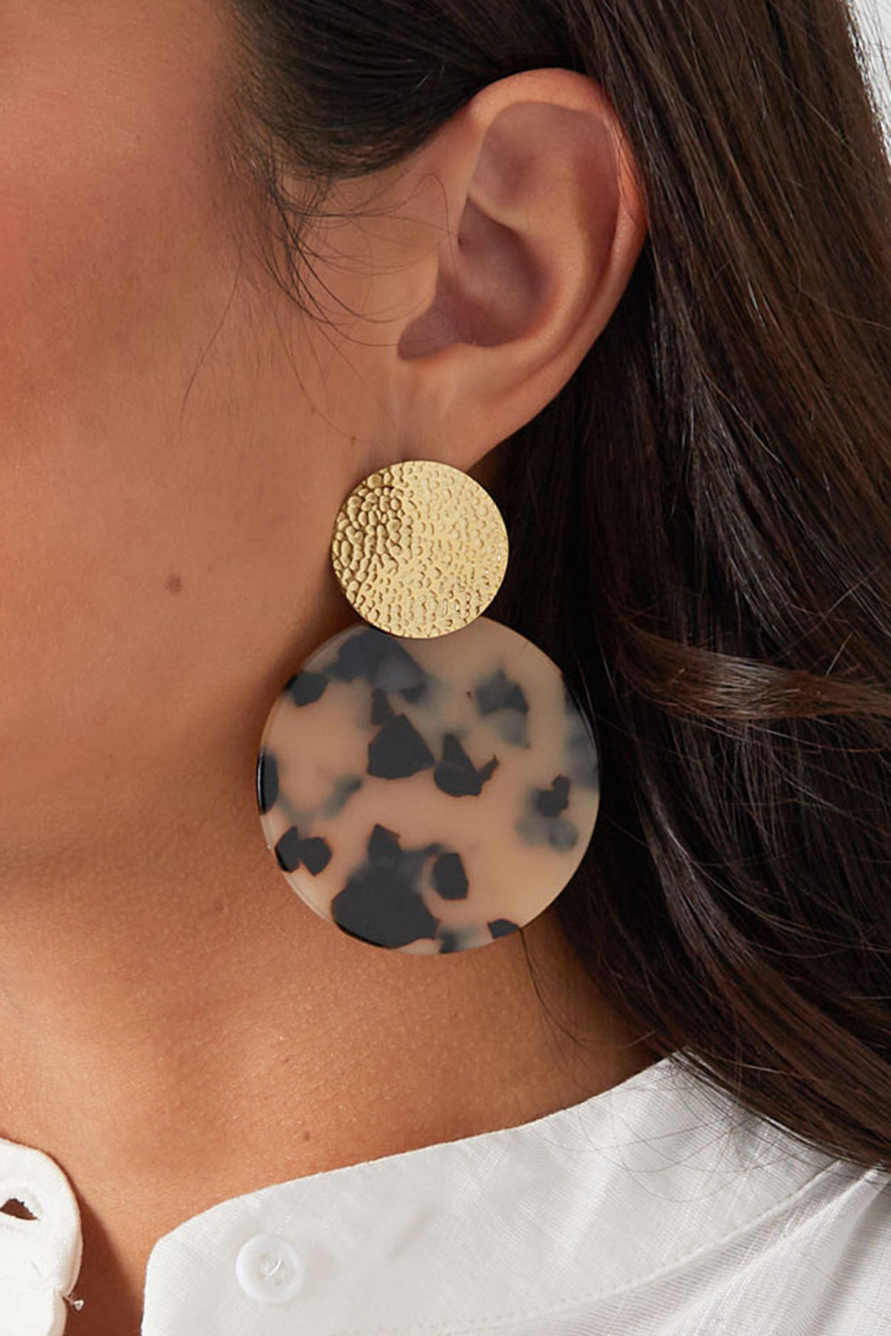 Boucles D'oreilles Tendance Avec Imprimé - Doré/Camel Image3