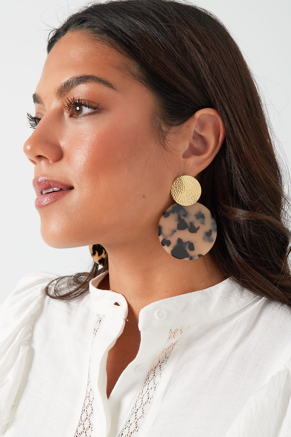 Boucles D'oreilles Tendance Avec Imprimé - Doré/Camel Image4