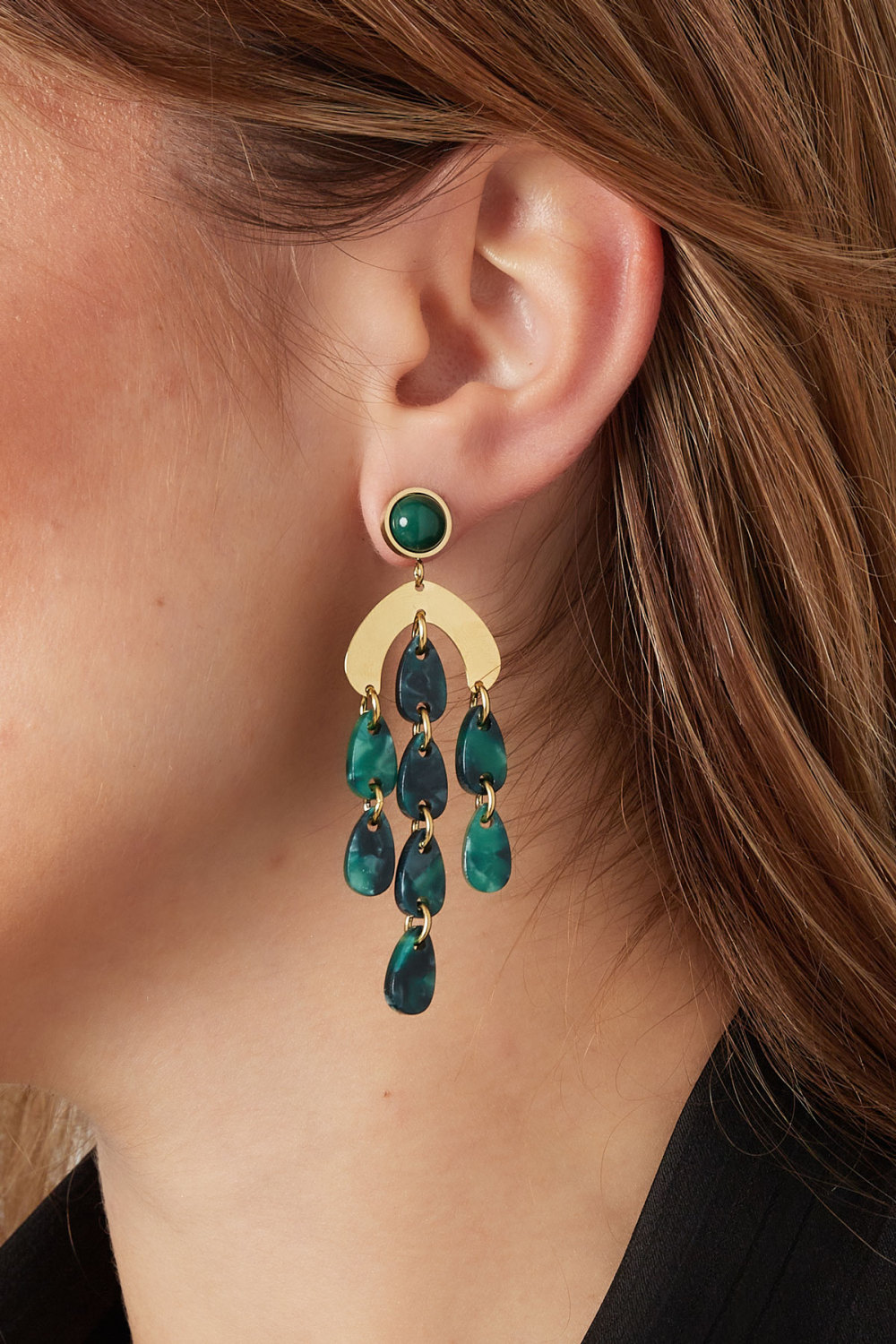 Boucles D'couleur Oreilles Pièces Colcouleur Orées - Couleur Or/Bleu h5Image3